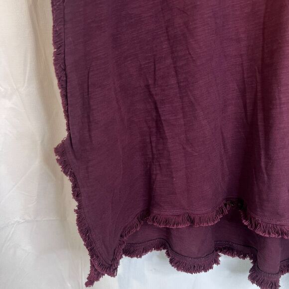 Umgee Fringe Oversized Tunic Boho Top Dark Purple Size Small Lagenlook Gypsy - Picture 8 of 11
